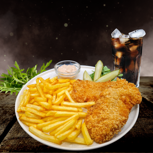 Csirkemell hasábburgonyával+káposztasaláta