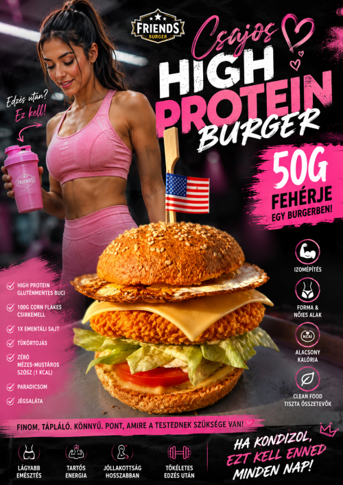 Csajos High Protein burger(50g fehérje)